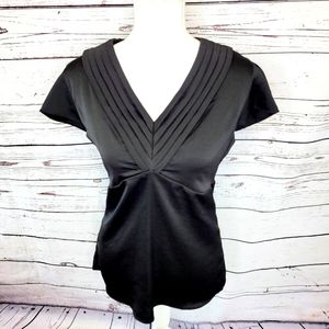 Banana Republic Black Vneck Polyester Career Blous